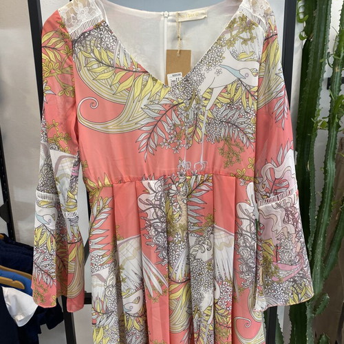 Dress new, colorful, airy with lace sleeve edges, sizes M/L