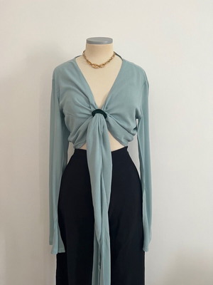 Eco Crop Top long sleeve new, IMA Mykonos, blue, one size