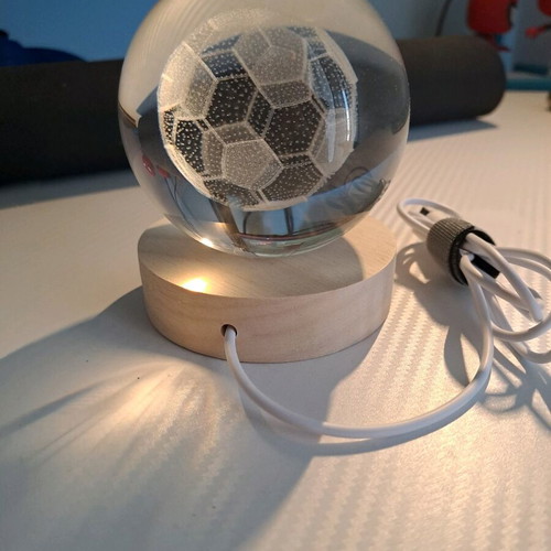 Illuminated crystal ball 3D football design like new