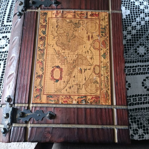 Wooden storage box vintage design like a book like new