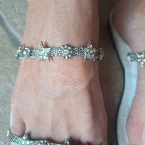 Exe white sandals with rhinestones used, size 38