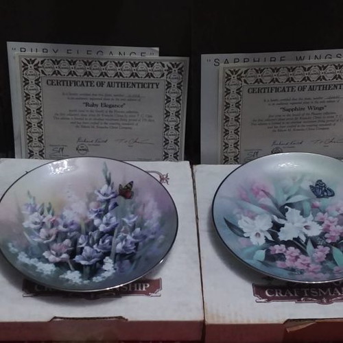Bradex Decorative Plates 8 pcs Edwin M.Knowles "Jewels of the Flowers" new