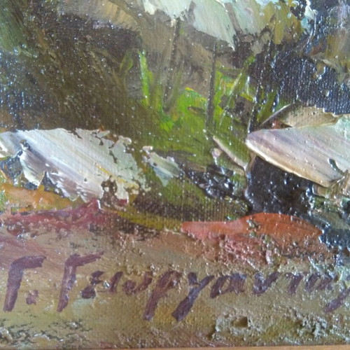 Oil painting Pigi in the village by G. Georgantas like new
