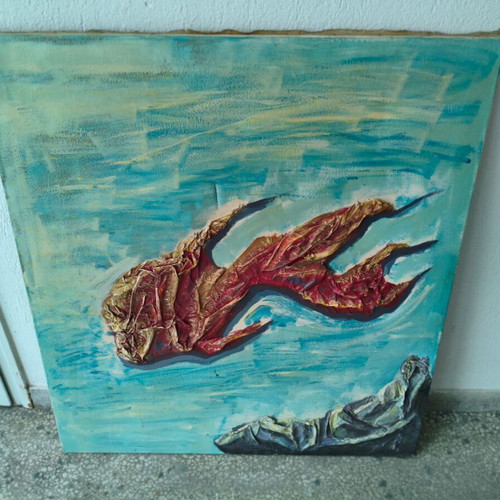 Embossed canvas painting 90x100 cm like new