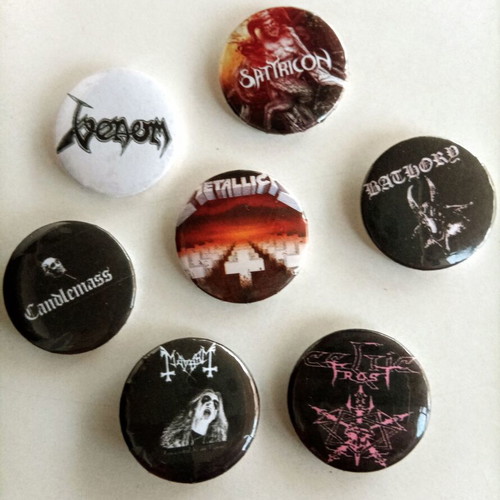 Black Doom Thrash Metal Pin Badges, lot