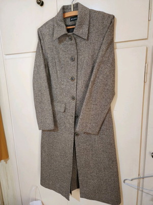 Γυναικείο παλτό Hype μακρύ ψαροκόκαλο σαν καινούργιο, γκρι καφέ