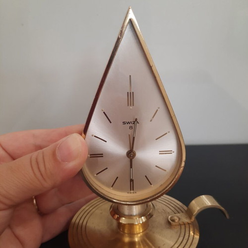 Swiza 8 vintage mechanical table clock alarm used