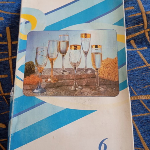 Cristal Mode vintage set of 6 champagne flute glasses like new with gold rim