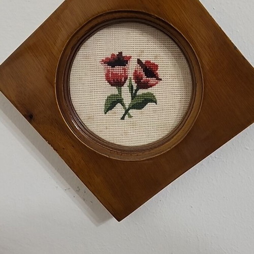 Handmade embroidered frames used, set of 3 with cross-stitch