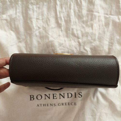 Bonendis leather shoulder bag, dark brown