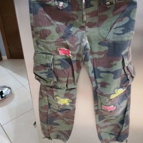 Beneton military-style pants used, size 10/12 with patches