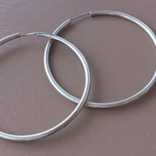 Silver Hoop Earrings 925, large diameter