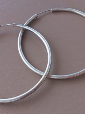 Silver Hoop Earrings 925, large diameter