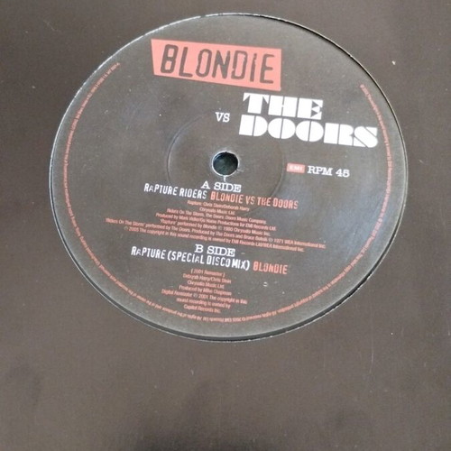 Blondie Vs The Doors Rapture Riders 12" single used, rock