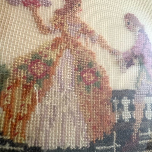 Embroidery frames vintage set of 2 with velvet oval gold details used