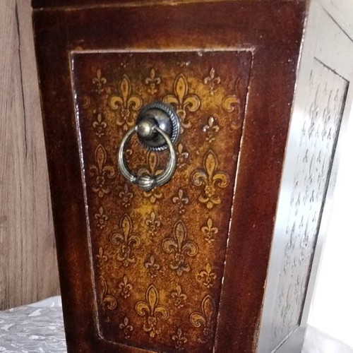 Antique 19th Century Wooden Cutlery or Candle Box with Fleur-de-lis, used
