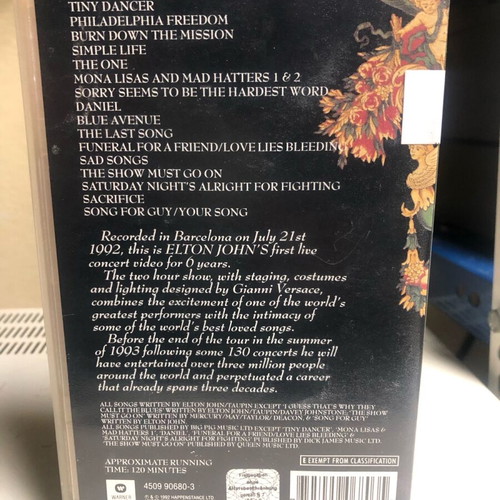 Elton John Live In Barcelona VHS like new, pop