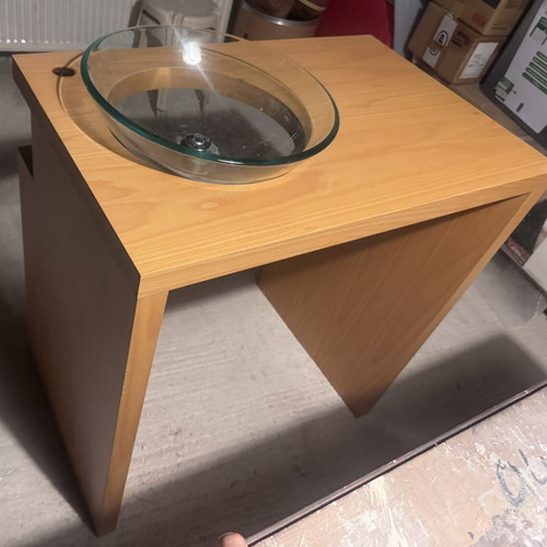Bathroom cabinet with glass sink like new