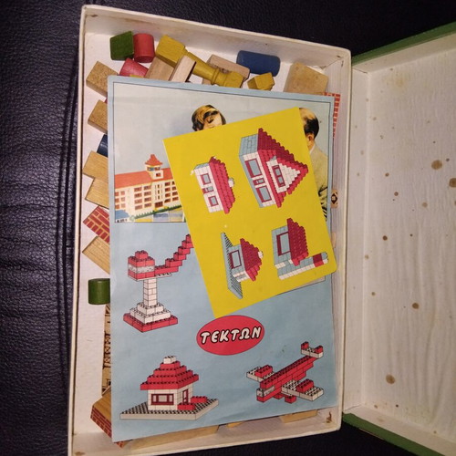Vintage toy with building blocks used