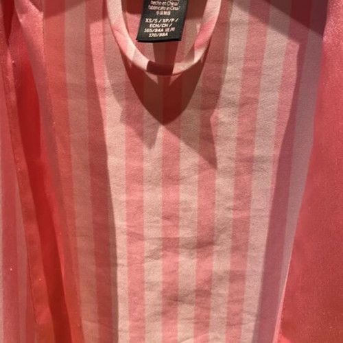 Victoria's Secret satin short robe with piping, white and pink