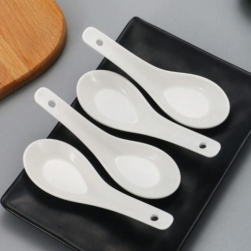 Set of 4 white ceramic spoons new