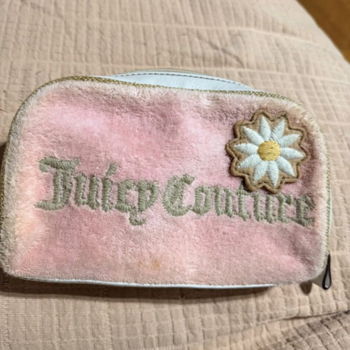 Juicy Couture pink velvet vintage pouch used, Y2K collectible