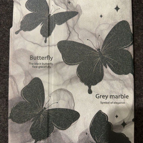 Apple Air 2 Tablet Case Flip Cover like new, grey marble butterfly design