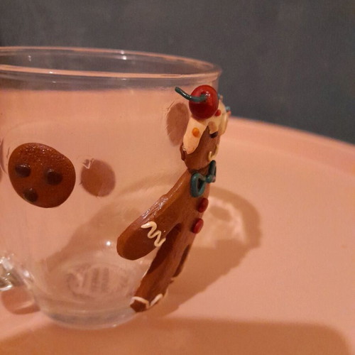 Christmas cup handmade with gingerbread figure