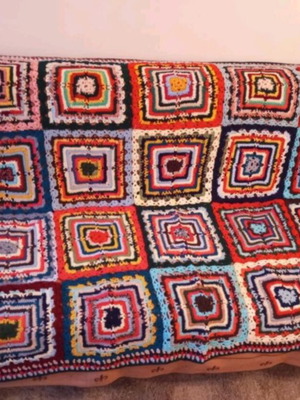 Vintage knitted wool blanket used, handmade, 1.90×1.20 m