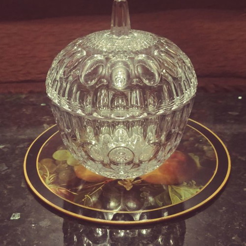Cristal Soga Japan 80' fondant dish with lid new