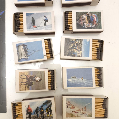 Vintage collectible matchboxes set of 10 with scout and guide themes used