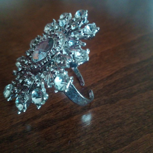 Edwardian style ring silver with crystals used