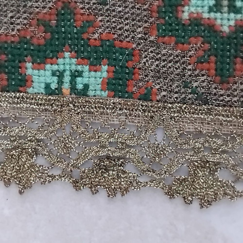 Handmade table runner with gold thread embroidery
