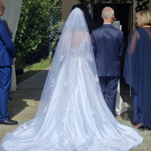 Demetrios 2024 wedding dress A-line with train and strass belt, like new