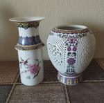 Handmade Chinese porcelain vase, flawless, 2-piece set