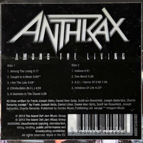 Anthrax Among the Living 2013 Picture Disc vinyl LP, sealed