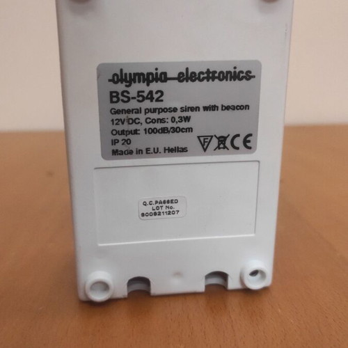 Olympia Electronics BS-542 Fire Alarm Siren with Beacon 100dB 12V DC new