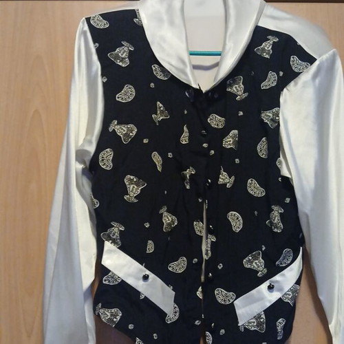 Women's satin and viscose shirt white and black like new, size L