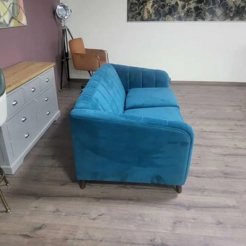 Designer Blue Fabric Sofa Large Double New