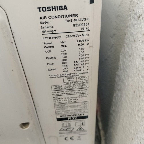 Toshiba Inverter 16000 BTU air conditioner like new, 3 years old