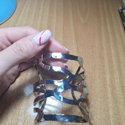 Steel wide bracelet cuff new, silver