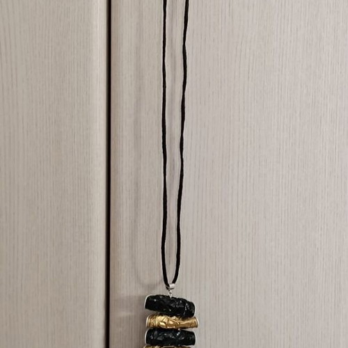 Long Double-Sided Necklace new, black and gold