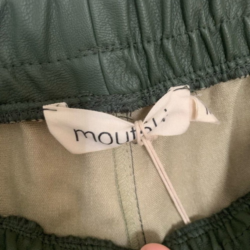 Moutaki Khaki Faux Leather Pants Size M New