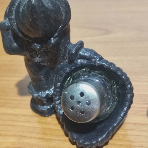 Vintage salt and pepper set used, Soviet Union 1960, copper
