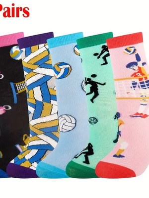 Children's socks with volley theme, pack of 5 pairs size 35-38 new