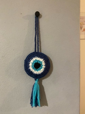 Keychain handmade eye blue new