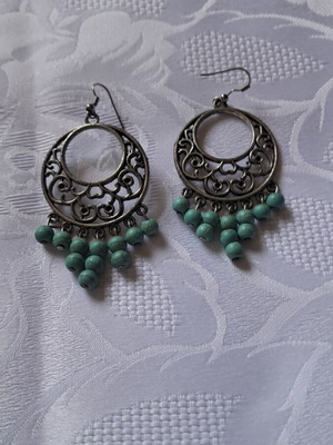 Earrings like new, turquoise color