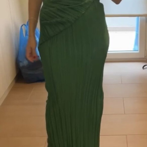 Asos maxi green dress new, pleated backless draped