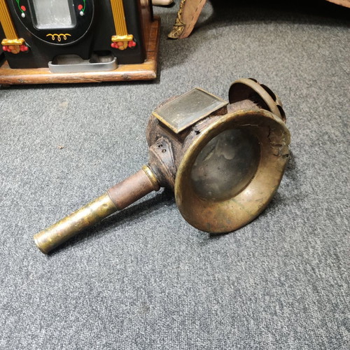 Antique carriage lantern made of brass and iron used