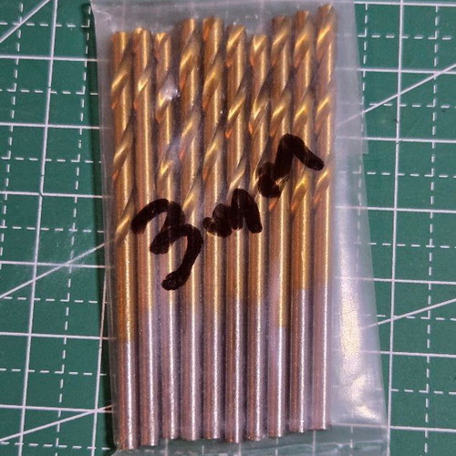 HSS Drill Bits Set 10 Pieces 3mm for Wood Metal Plastic New